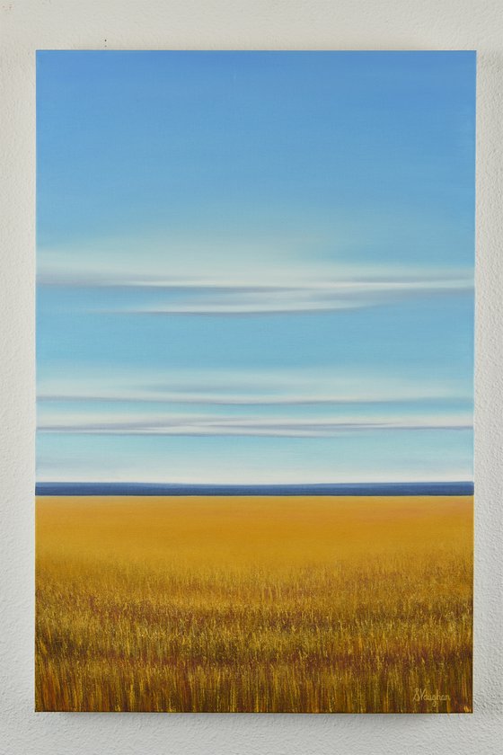 Golden Wheat Field - Blue Sky Landscape