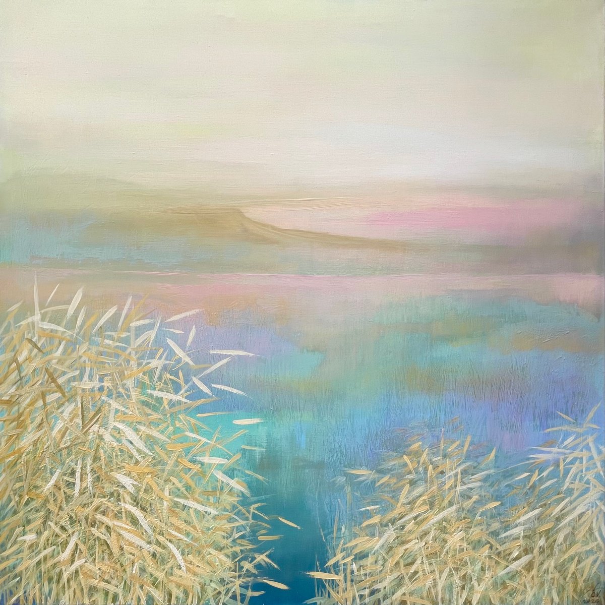  Daybreak Over Still Water By Oksana Vasylyeva, 39 X 39, Artwork For Sale On Artfinder