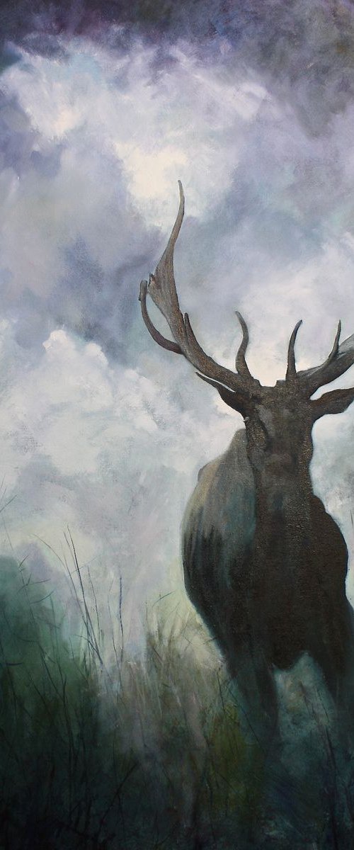The Monarch (Large Deer Painting) 87cm x 123cm by Simon Jones