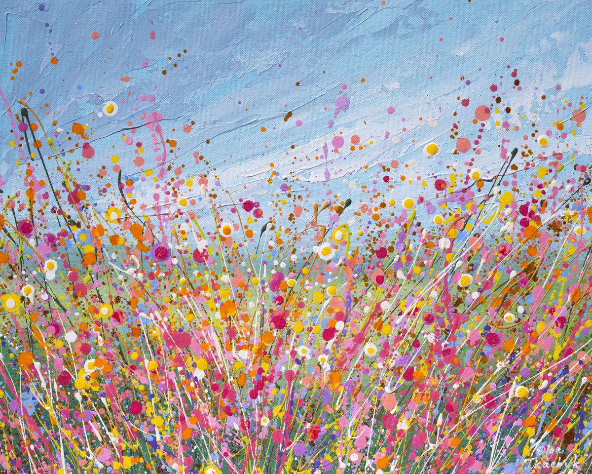 Impressionistic Botanical Acrylic Painting By Olga Tkachyk, 20 X 16", Color Bloom - Original Floral Painting, Original Artwork