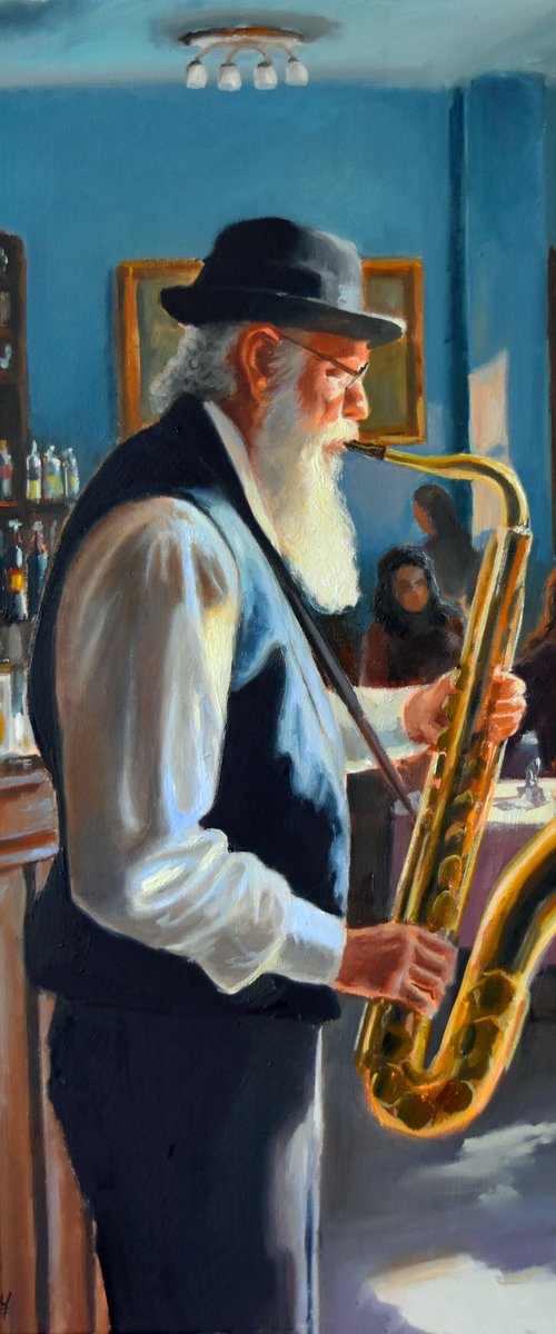 The elderly Saxophonist by Serghei Ghetiu