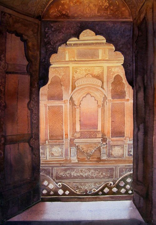 Palace Window - Watercolor Painting by Samiran Sarkar