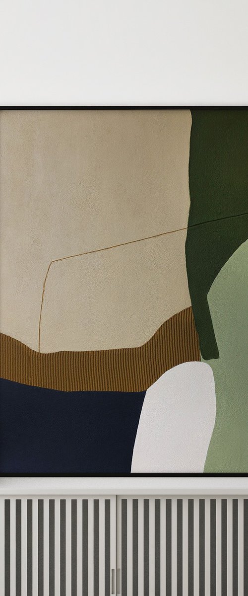"Vista 2" Textured abstract navy green brown by Alex Zy