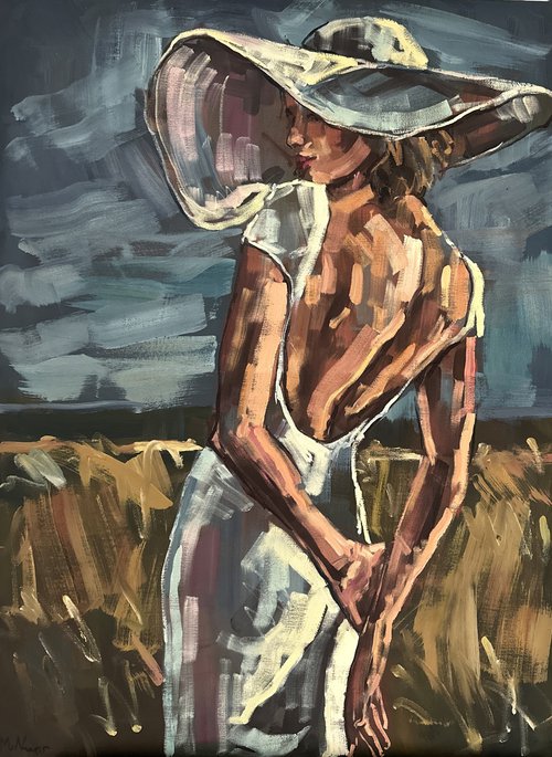 Female figure oil painting by Emmanouil Nanouris
