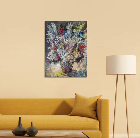 Abstract  flowers (60x80cm, oil painting, palette knife)