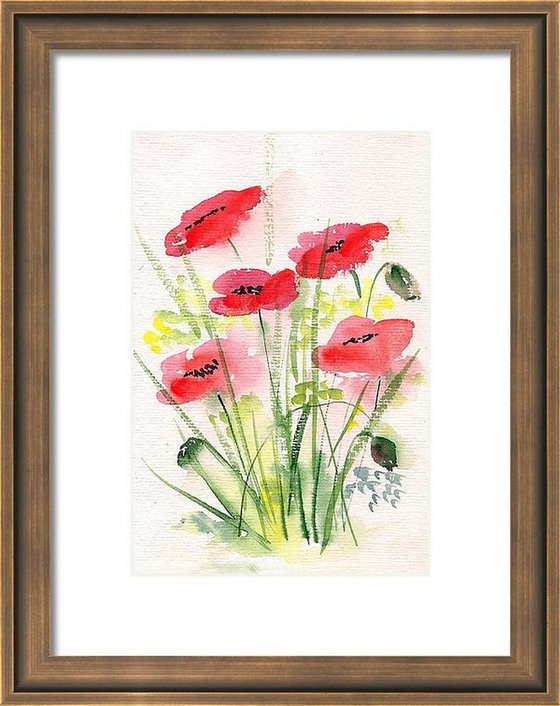 Five Red Poppies