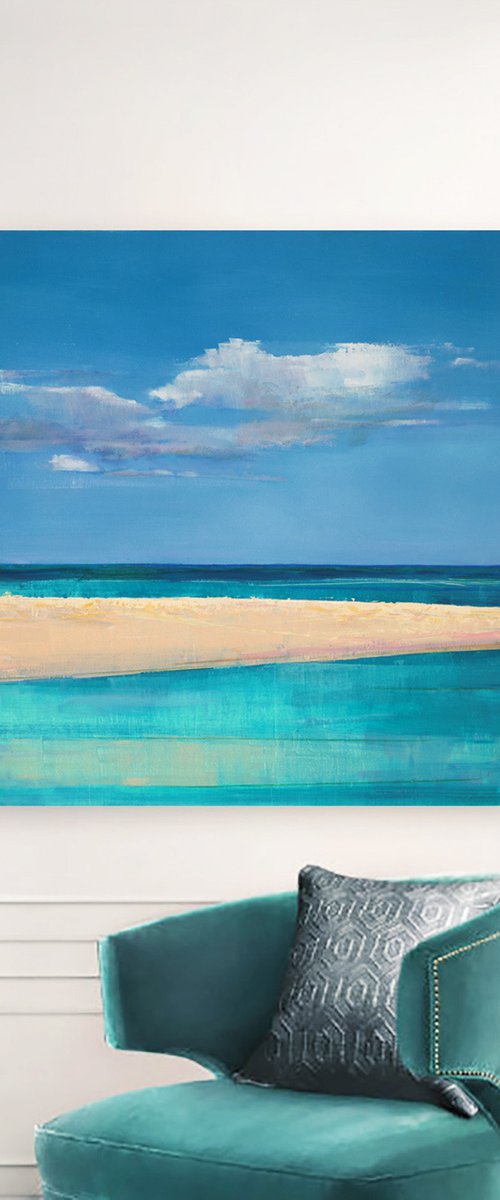Oceanic 30x30" 76x76cm Contemporary Art by Bo Kravchenko by Bo Kravchenko
