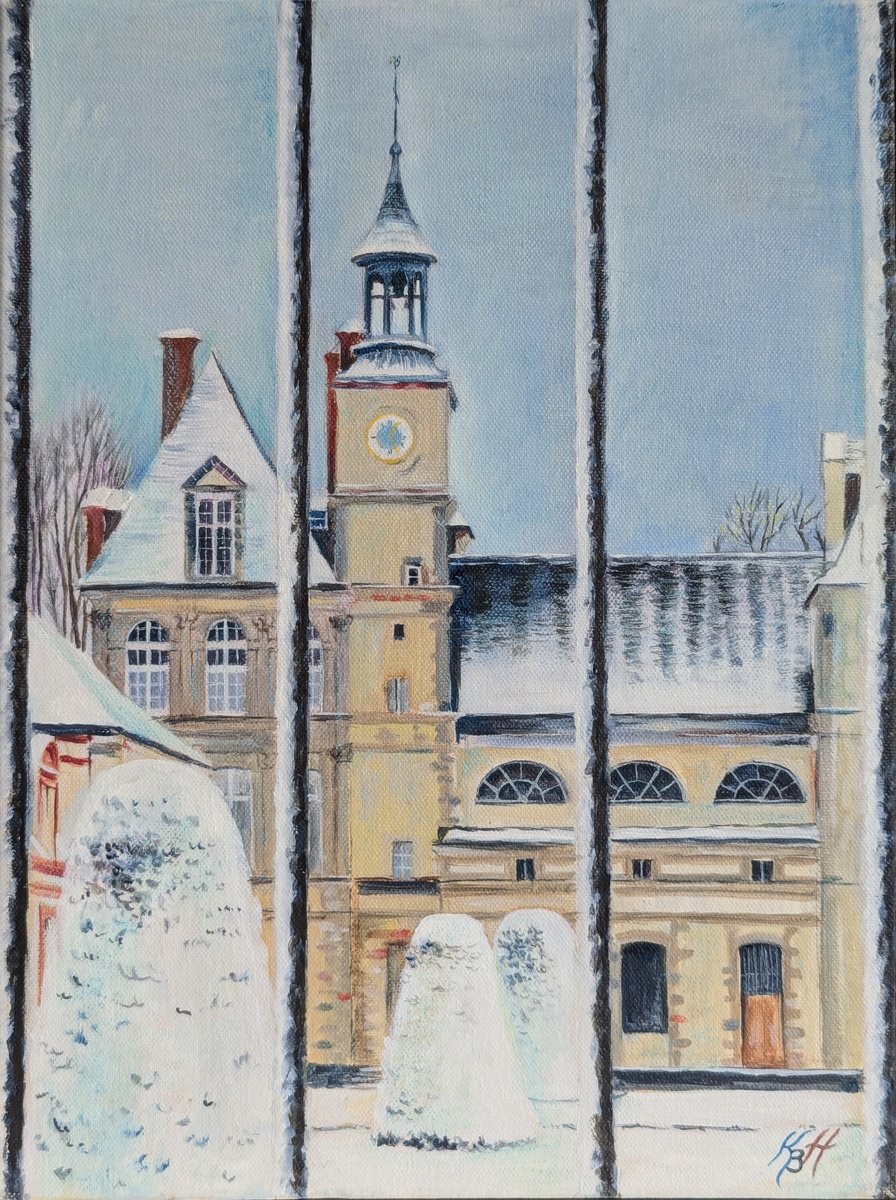 Urban And Pop Cityscapes Oil Painting By Katia Boitsova, 12 X 16", Winter Castle, Original Artwork