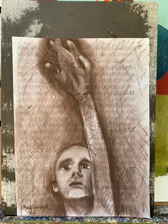 “When Can We Touch Stars” 25x35cm charcoal ink on manuscript scoring paper