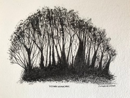 Flitcham Winter Trees in Pen and Ink - Norfolk by Catherine Winget
