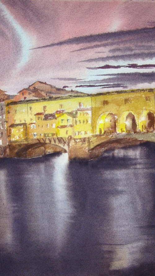 Evening. Ponte Vecchio by Elena Gaivoronskaia