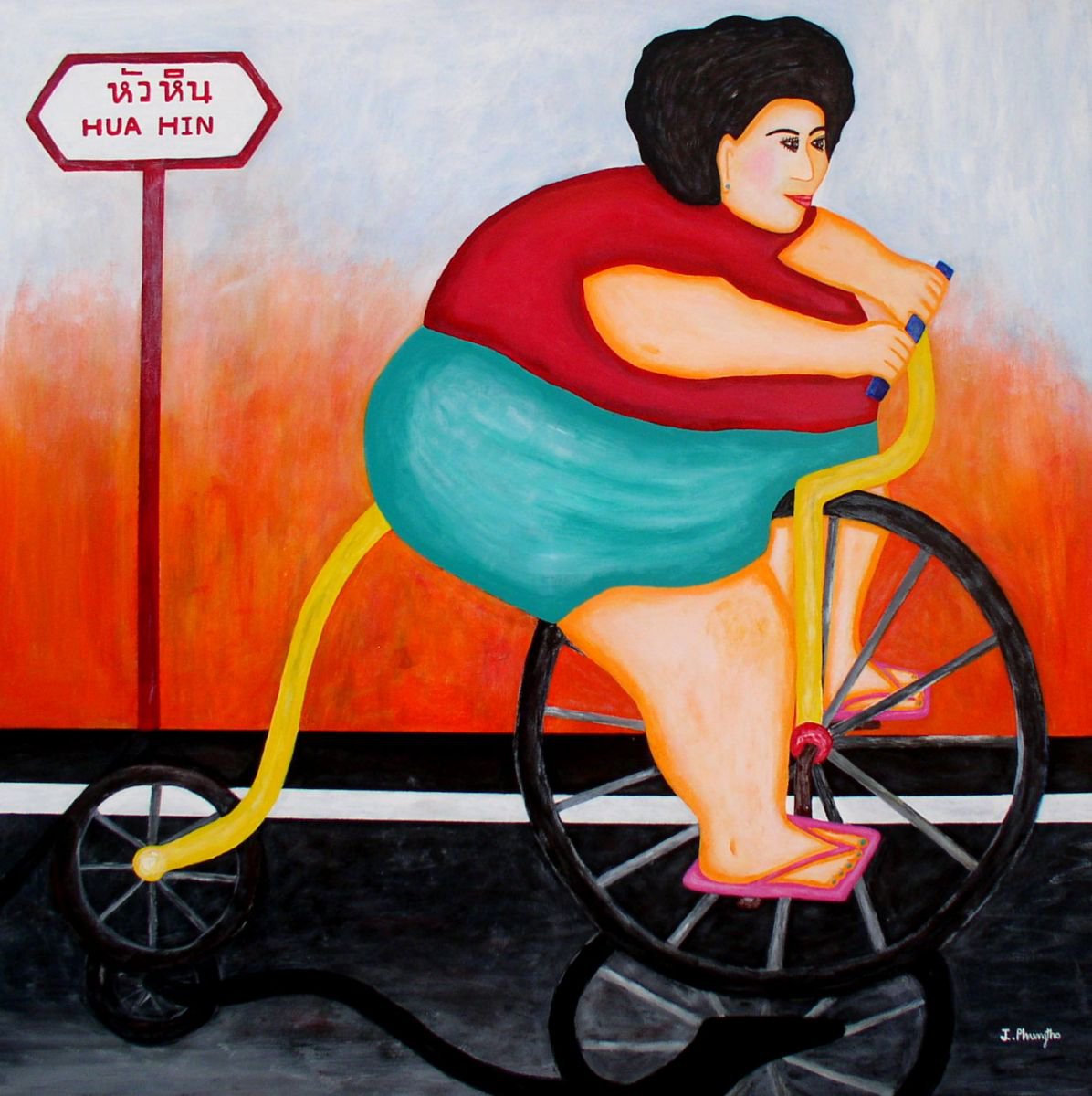 Big Cycle Lady by Jakthon Phaengtho