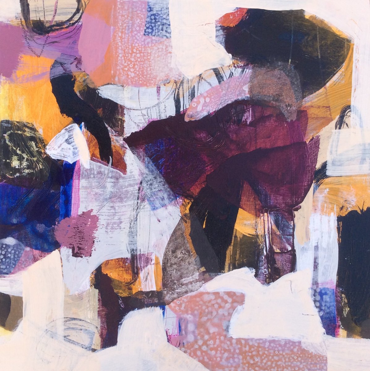 Abstract Painting By Linda Coppens, 12 X 12", A Place Of Curiosity 3, Original Artwork