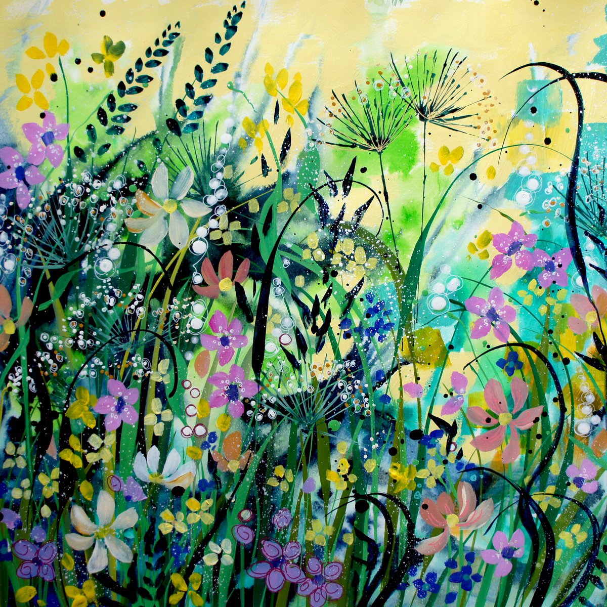 Impressionistic Landscape Acrylic Painting By Julia Rigby, 20 X 20", Natures Chaos, Original Artwork