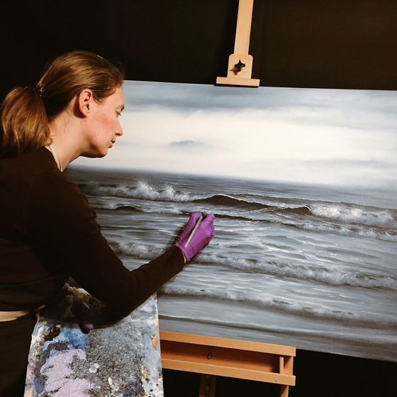 Looking into Eternity, large monochromatic ocean painting