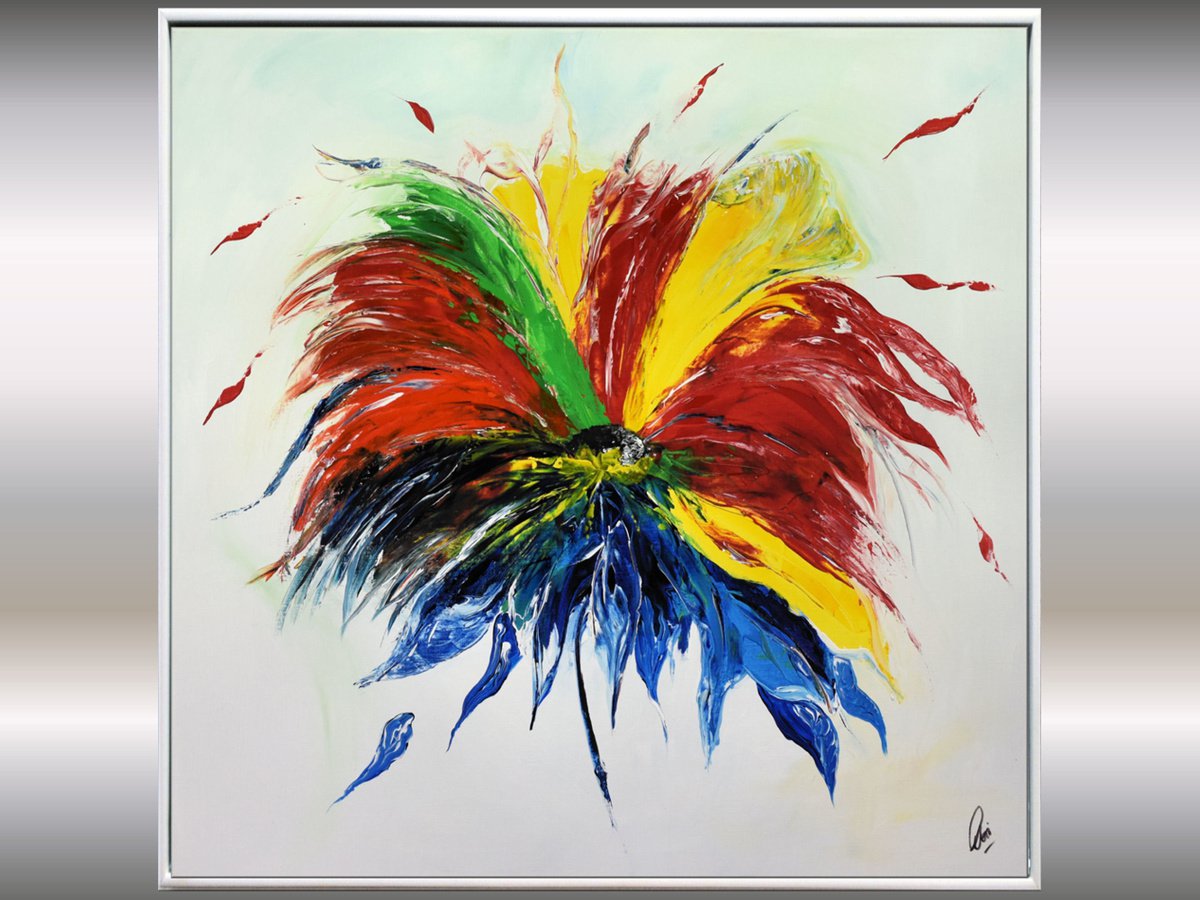 Sommerblute - Abstract - Framed Acrylic Painting - Canvas Art - Flower painting by Edelgard Schroer