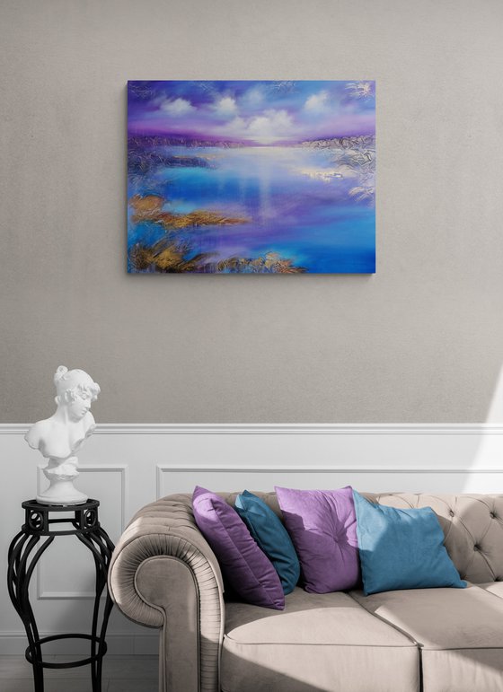 A XL large beautiful modern semi-abstract seascape painting "Miracle moment"