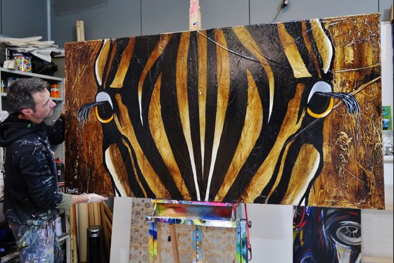 Khari (Like a King) 190cm x 100cm Huge Texture Zebra Urban Art