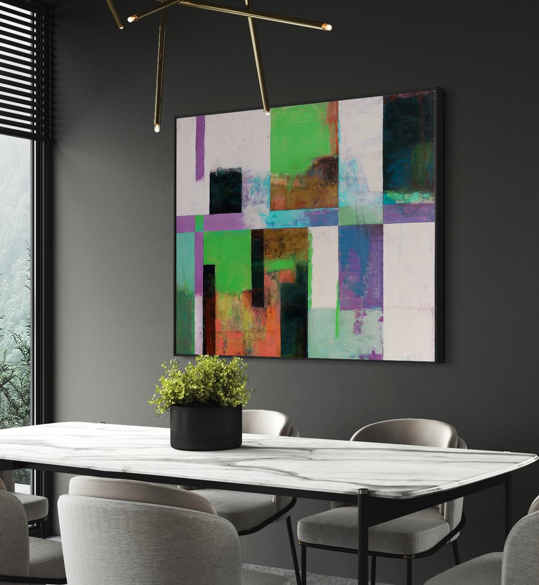 Abstract Acrylic Painting By Bo Kravchenko, 48 X 48, Abstract Rectangles, Original Artwork