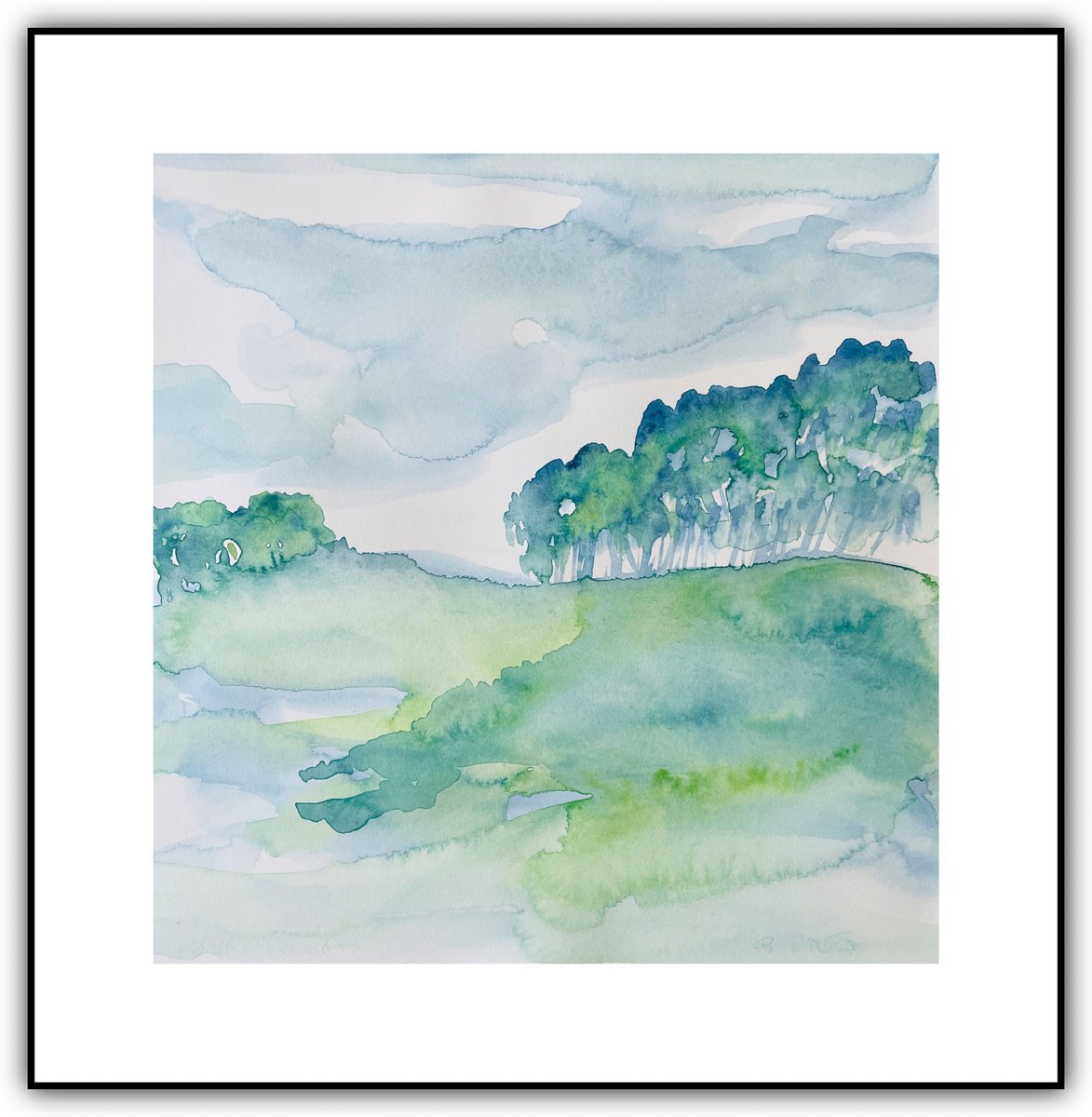 Abstract Landscape Watercolour By Gesa Reuter, 12 X 12, Magic Woods, Original Artwork