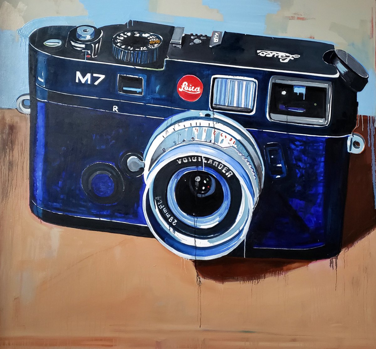 Illustrative Still Life Oil Painting By Shelton Walsmith, 70 X 65", Still Life With Leica M7, Original Artwork