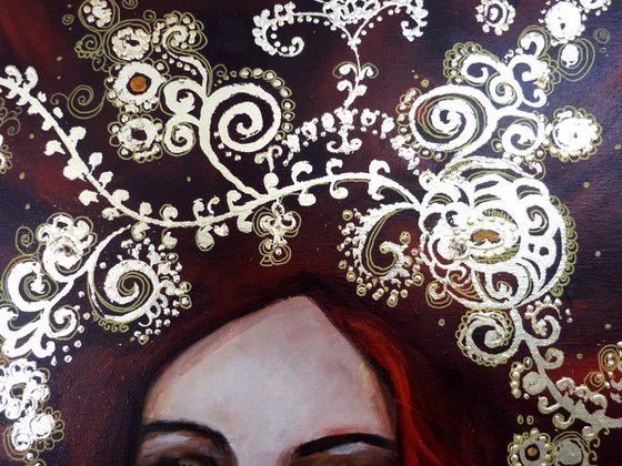 Mystic Diva 50 x 65 cm a tribute to Klimt