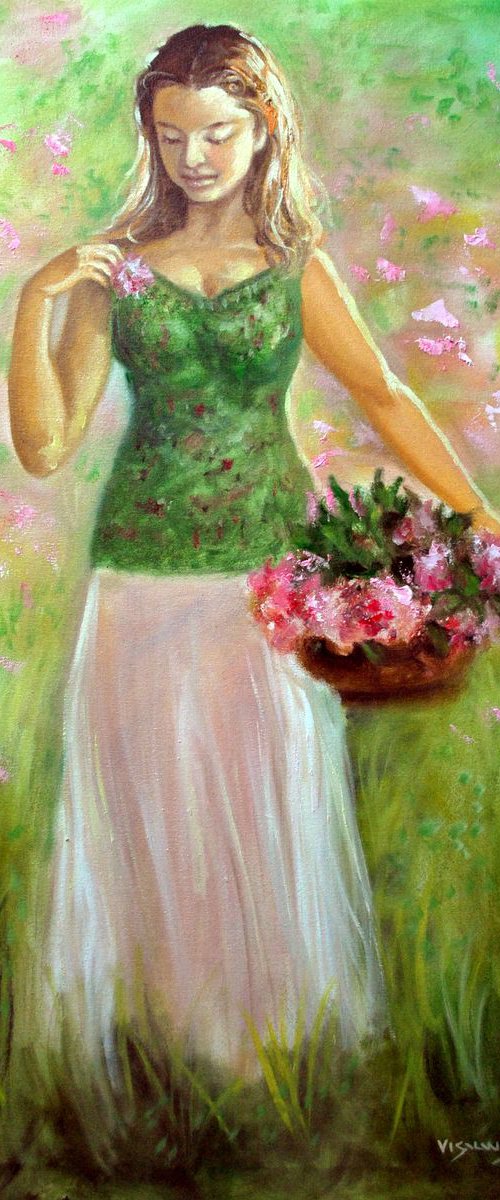 Girl with flowers by Vishalandra Dakur