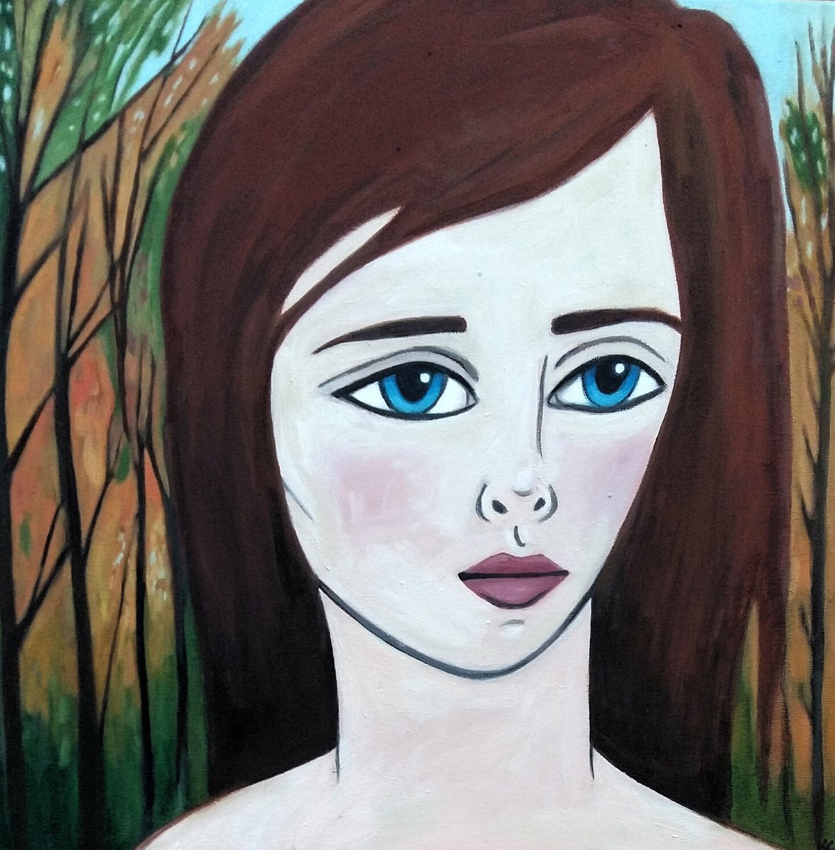 Forest Portrait - Original Oil Painting on Canvas by Kitty Cooper