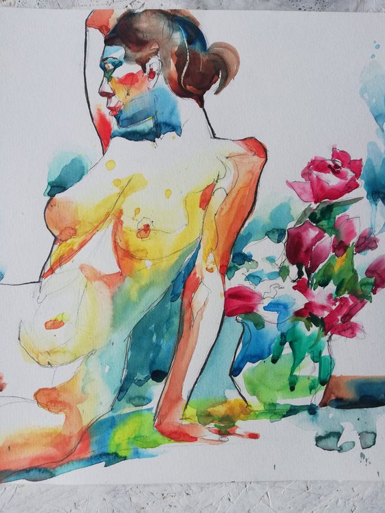 Nude with Roses