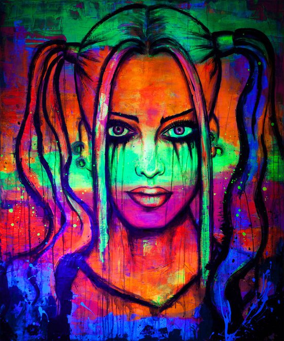Harley Quinn UV Pop Art Portrait Painting