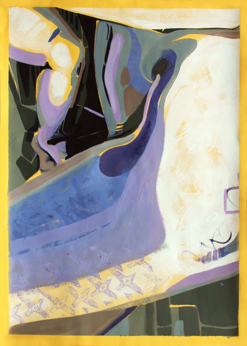 Expressive Portrait Acrylic Painting By Iryna Tymkul, 12 X 16, Cosmic Boundless World, Original Artwork