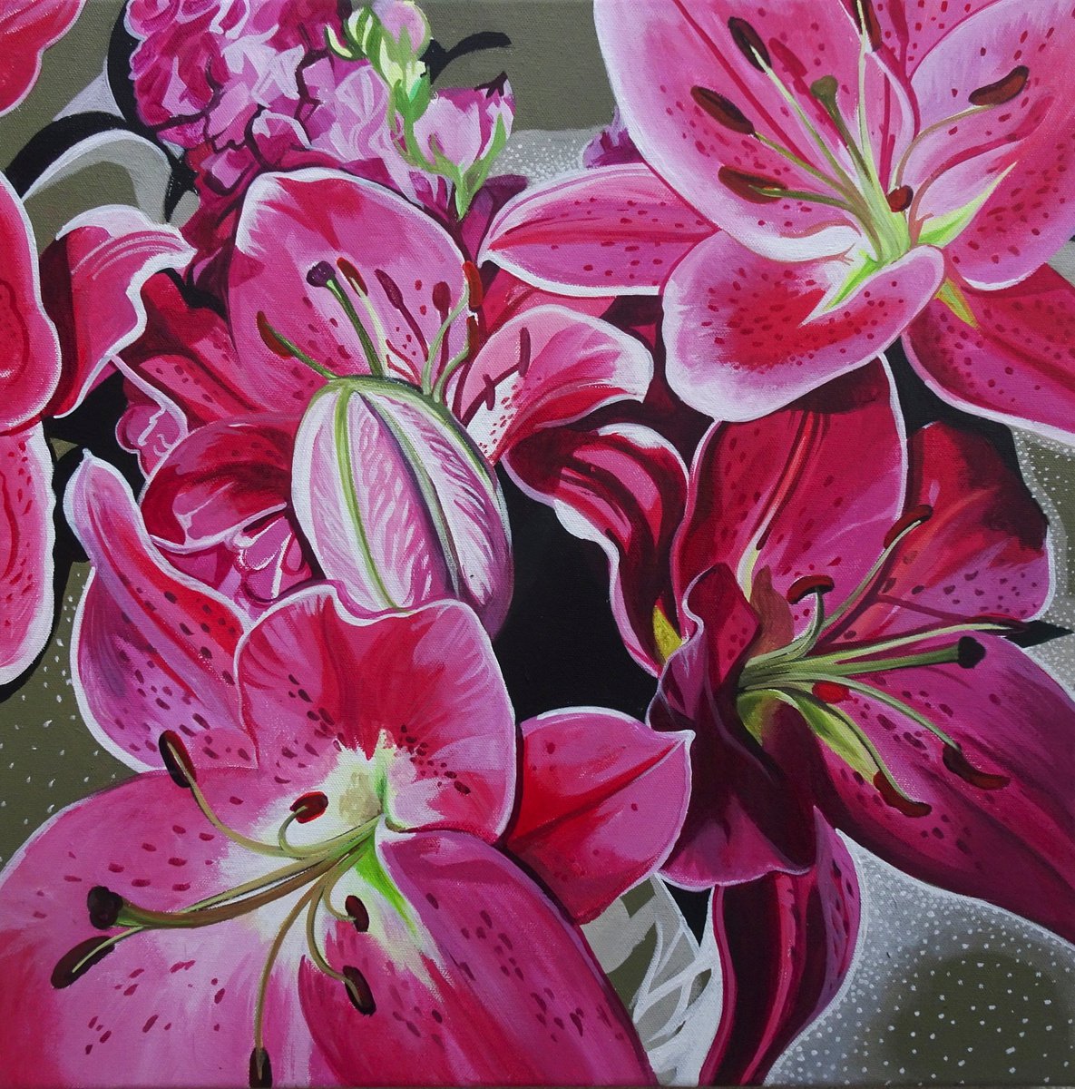 Lillies In Pinks And Reds by Joseph Lynch