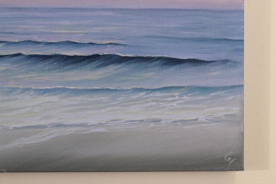 Sunrise at Ocracoke, plein air seascape oil painting on canvas by Eva Volf