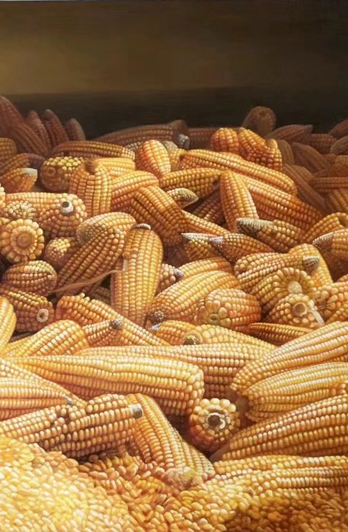 Still life oil painting:Corns c107 by Kunlong Wang