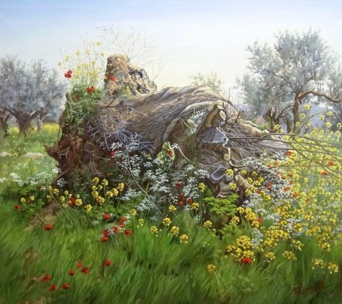 "Spring Day" Large Oil Painting by Irini Karpikioti