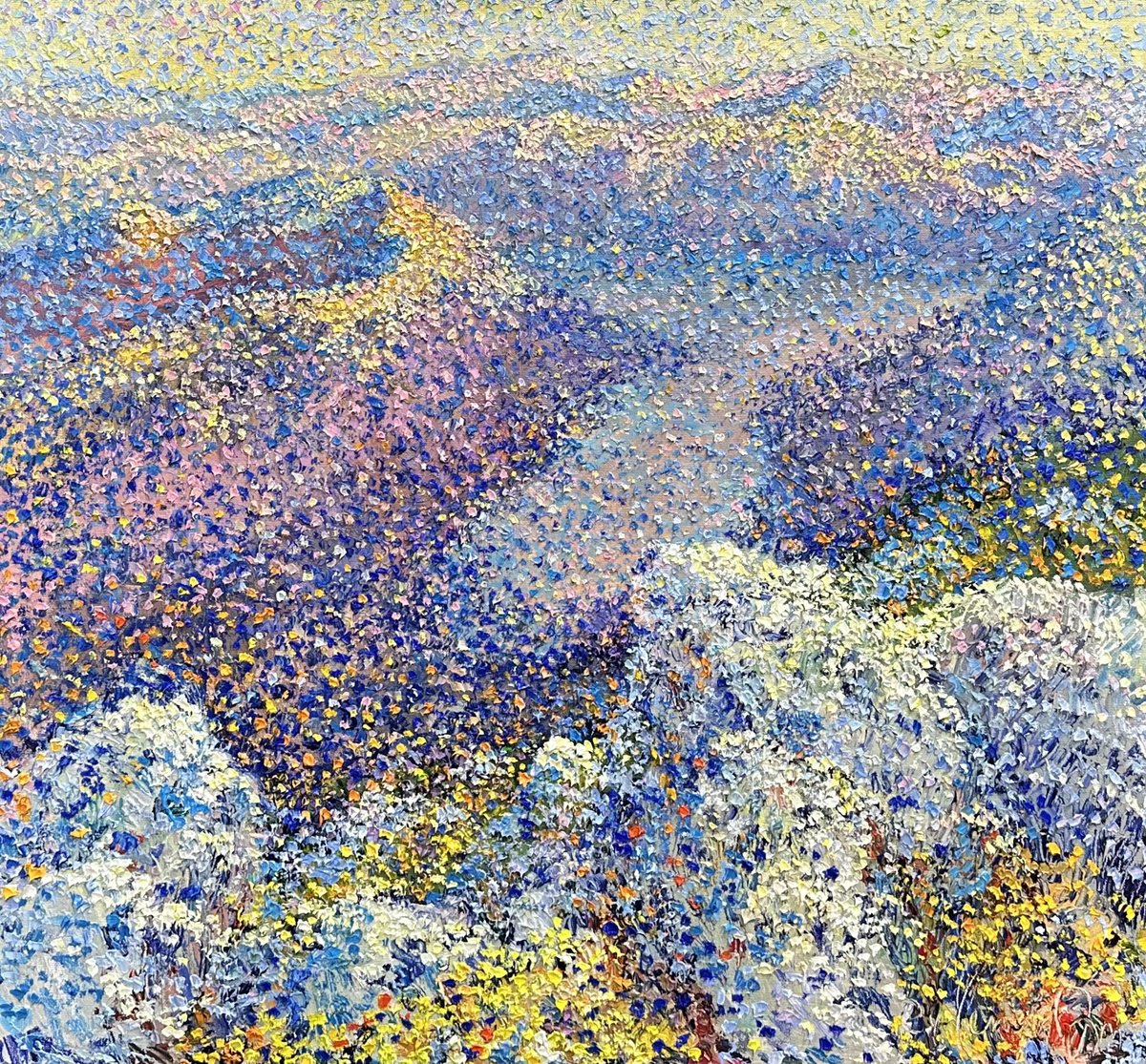 Impressionistic Landscape Oil Painting By Andrii Chebotaru, 30 X 28, Morning Light, Original Artwork