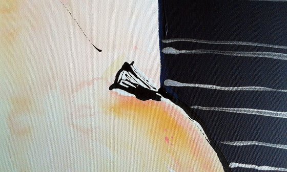 Insomnia -  Abstract Female Nude Acrylic Painting