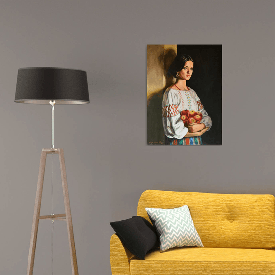 A portrait with apples