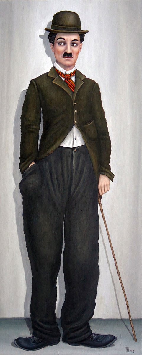 Photorealistic Portrait Oil Painting By Grigor Velev, 15 X 35, Charlie, Original Artwork