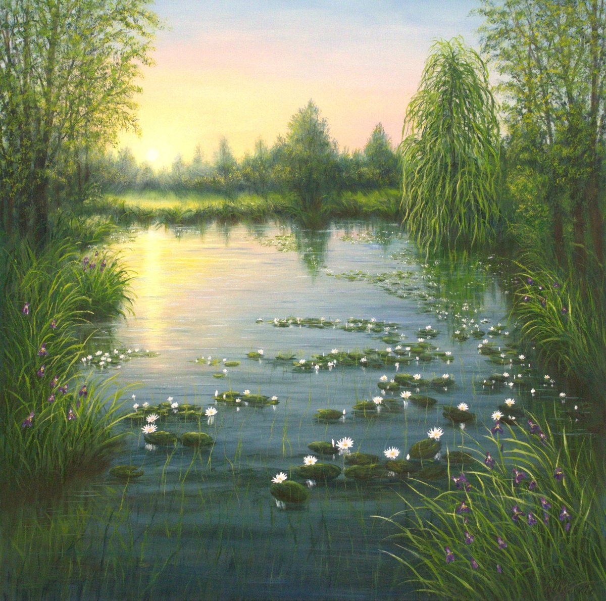 Water Lily Pond By Ludmilla Ukrow, 31 X 31, Artwork For Sale On Artfinder
