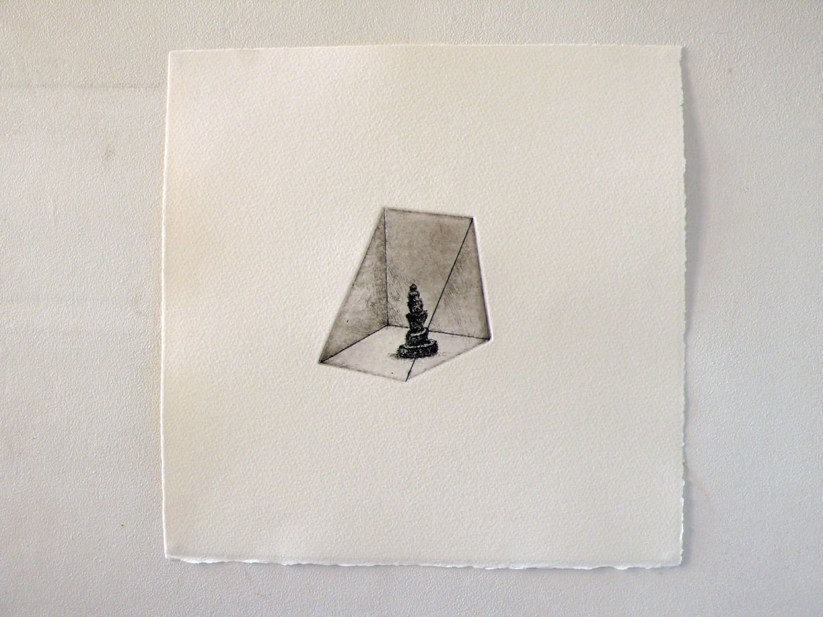 Organic Abstract Etchings & Engravings By Rung Tsu Chang, 11 X 11", The Memory Of Domestic Space, Original Artwork