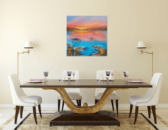 A beautiful large modern abstract figurative seascape painting "Evening mood"