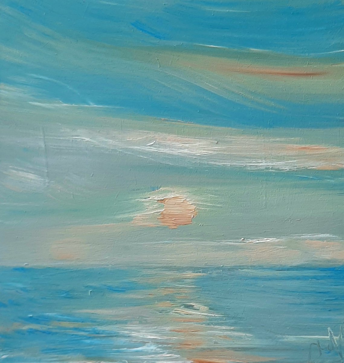 Sunrise Shimmer - semi abstract seascape by Niki Purcell - Irish Landscape Painting