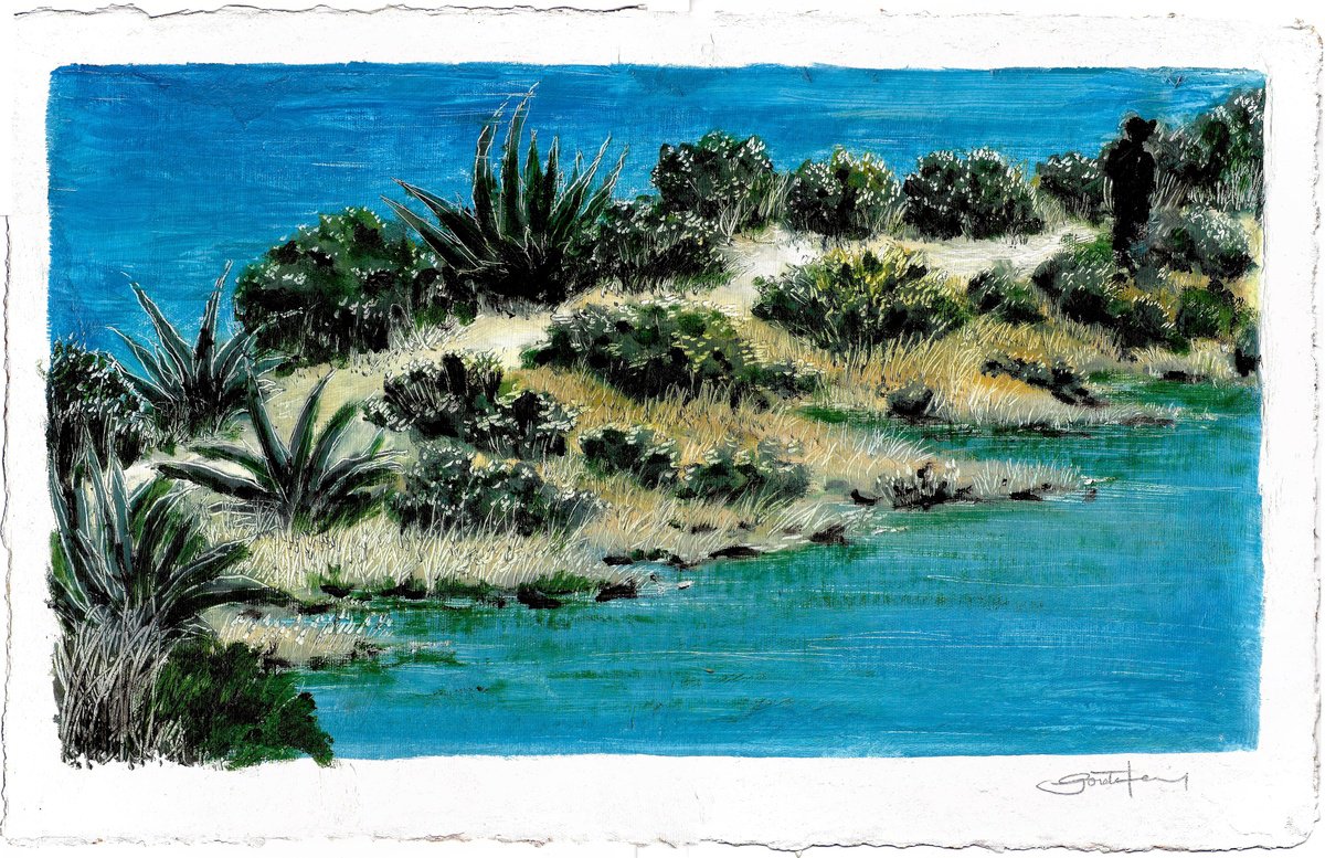 Expressive Oil Painting , Mediterranean / Narrow Path By Gozde Temiz Istanbul, 17 X 11, Artwork For Sale On Artfinder