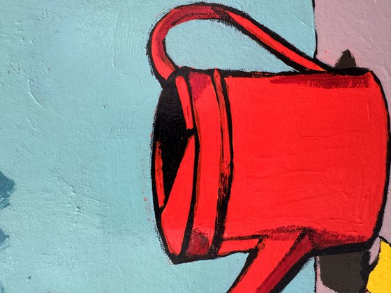 Garden Still Life with Red Watering Can