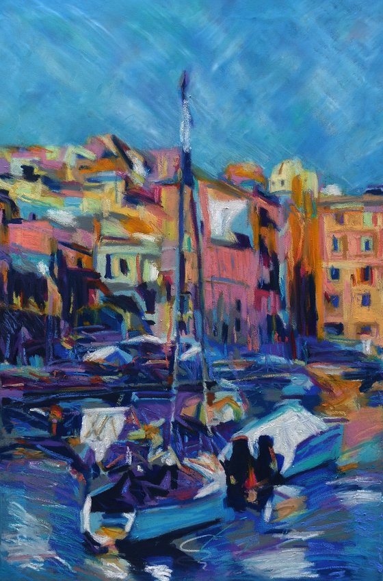 Harbour, Malta in Oil Pastels