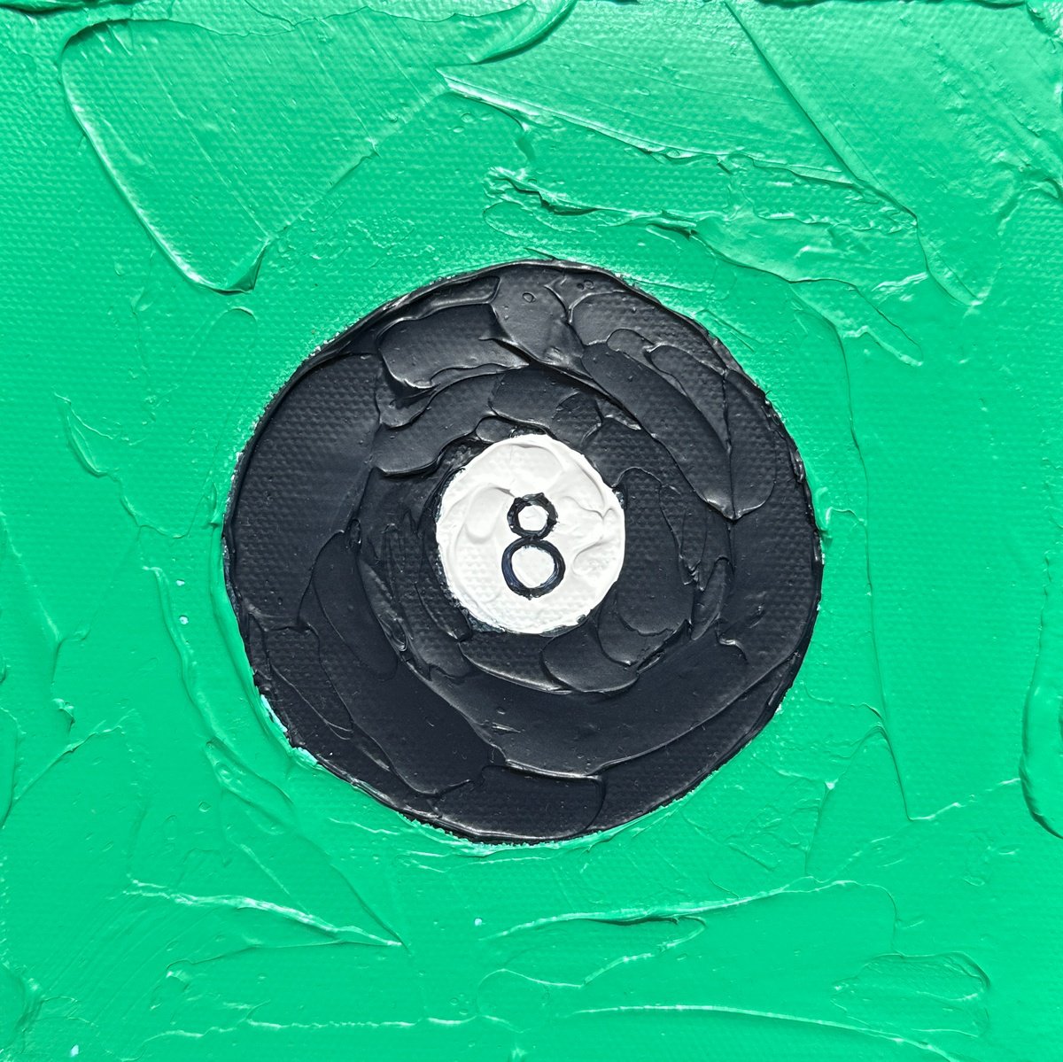 Impressionistic Still Life Acrylic Painting By Guzaliya Xavier, 6 X 6, Pool Ball, Original Artwork