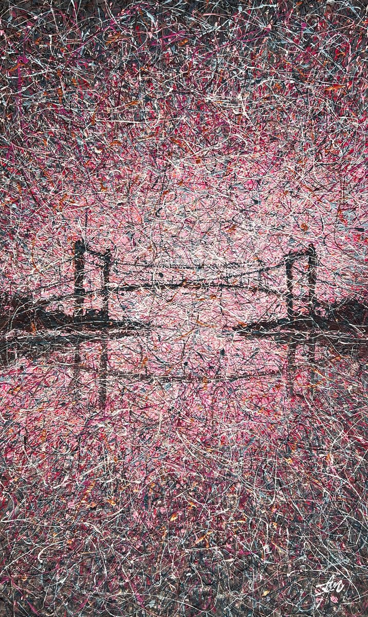 Abstract Cityscapes Acrylic Painting By Nadiia Antoniuk, 37 X 59", You Know Exactly Where To Go, Original Artwork