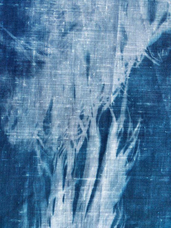 Palms on linen- cyanotype print