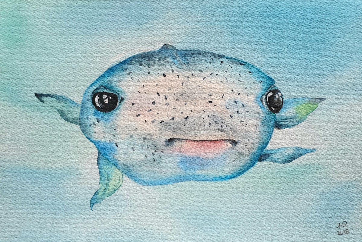 Impressionistic Animal Drawing By Ksenia June, 9 X 6", My Little Goldfish Ii, Original Artwork